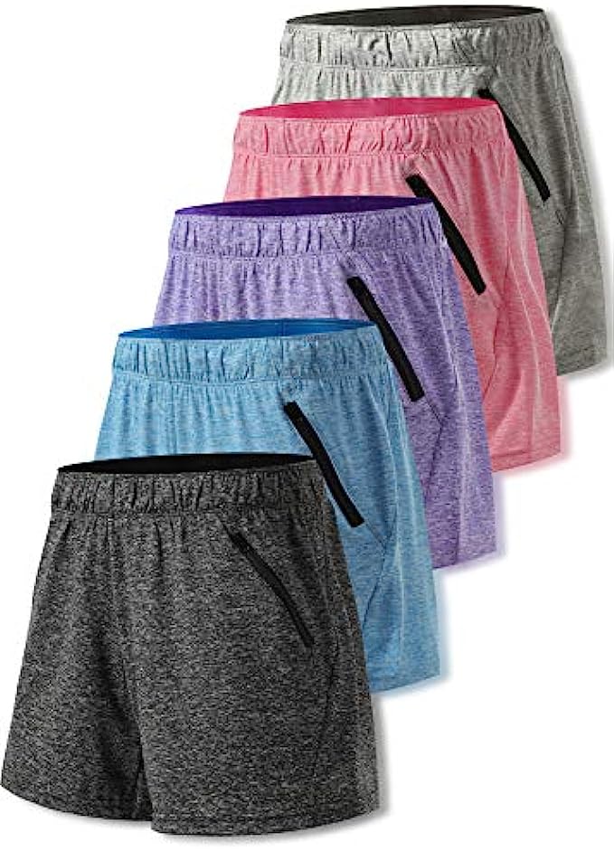 Liberty Imports 5 Pack Women&#039;s 5&quot; Quick Dry Yoga Training Shorts with Zipper Pockets
