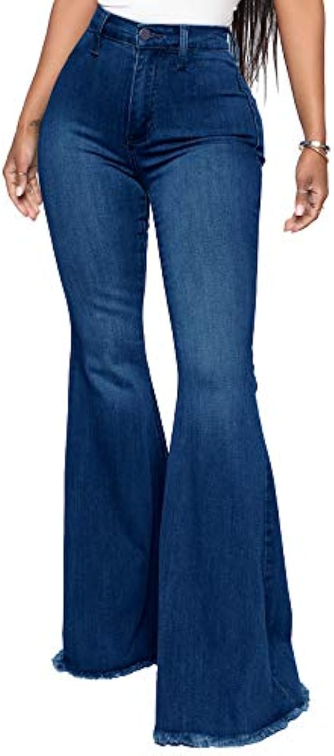 YouSexy Women&#039;s Flare Bell Bottom Jeans Destroyed Flare Denim Pants 70s Outfits for Women