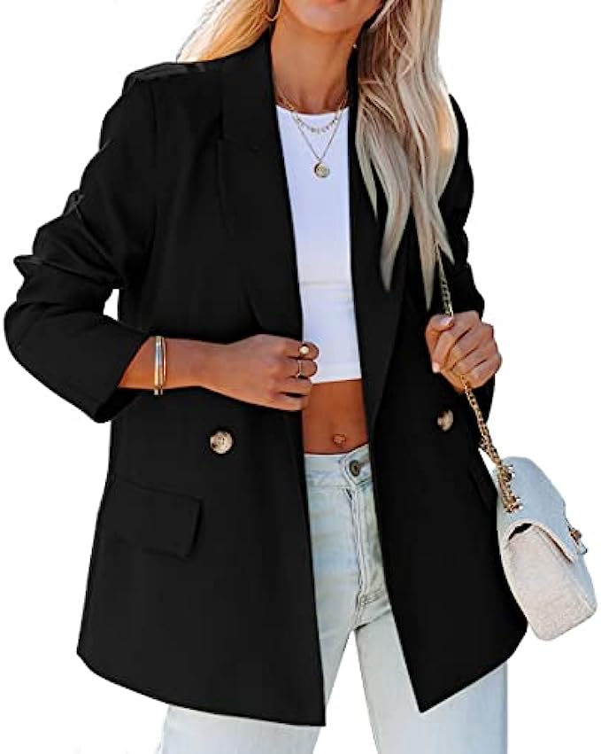SYOT Women Casual Elegant Lightweight Solid Color Lapel Blazers Open Front Long Sleeve Work Office Jacket Blazer with Pocket