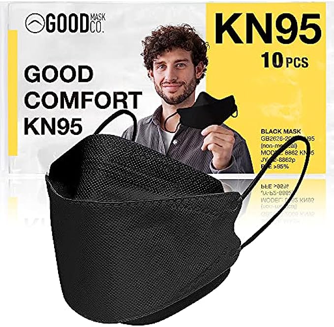 GOOD-MASK-CO.-Good-Comfort-KN95-Face-Mask-Disposable-KN95-Face-Mask-Folding-Filter-Efficiency-95%-Comfortable-Face-Masks-Bulk-Face-Masks-(10-Pack-of-Masks-Black)