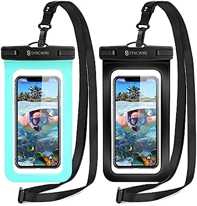 Syncwire Waterproof Phone Pouch [2-Pack] - Universal IPX8 Waterproof Phone Case Dry Bag with Lanyard Compatible with iPhone 13/12/11 Pro XS MAX XR X 8 7 6 Plus Samsung S22 S20 and More Up to 7 Inches