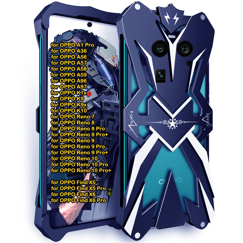 [JLK] Aluminum Bumper Cover for OPPO Find X6 X5 Reno 10 Pro+ 9 8 7 Pro Plus K10 K9 K7 A97 A96 A59 A58 A56 A57 A36 A1 Shockproof Heavy Duty Armor Metal Phone Case