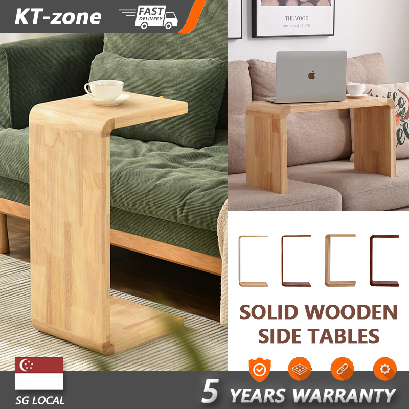 KT-zone Side Table Solid Wood U-shaped Bedside Table C- Shaped Tatami Storage Rack Small-sized Corner Creative Bedside Sofa Side Living Room Tea Table
