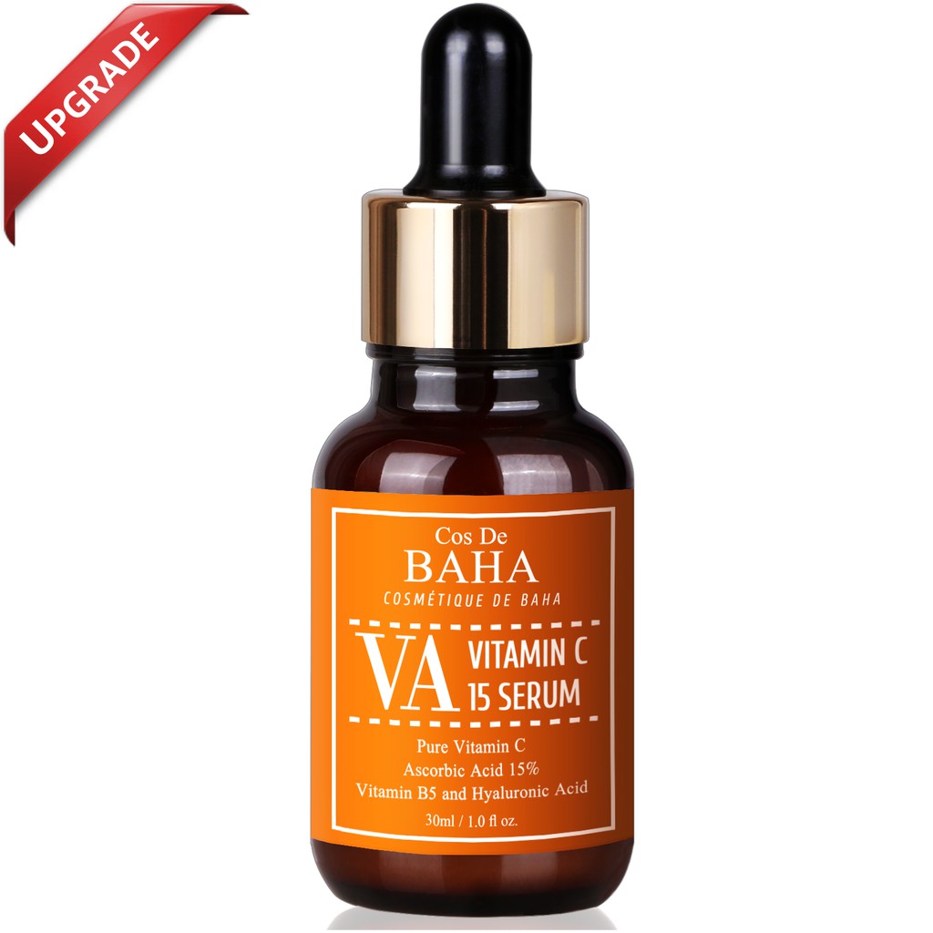 Cos-De-BAHA-Facial-Vitamin-C-15%-Serum-Arbutin-2%-Hyaluronic-Acid-Essence-Face-Skin-Care-Brightening--Acne-Dark-Spots-Whitening-Anti-Aging-Wrinkles-Pimples-Korean