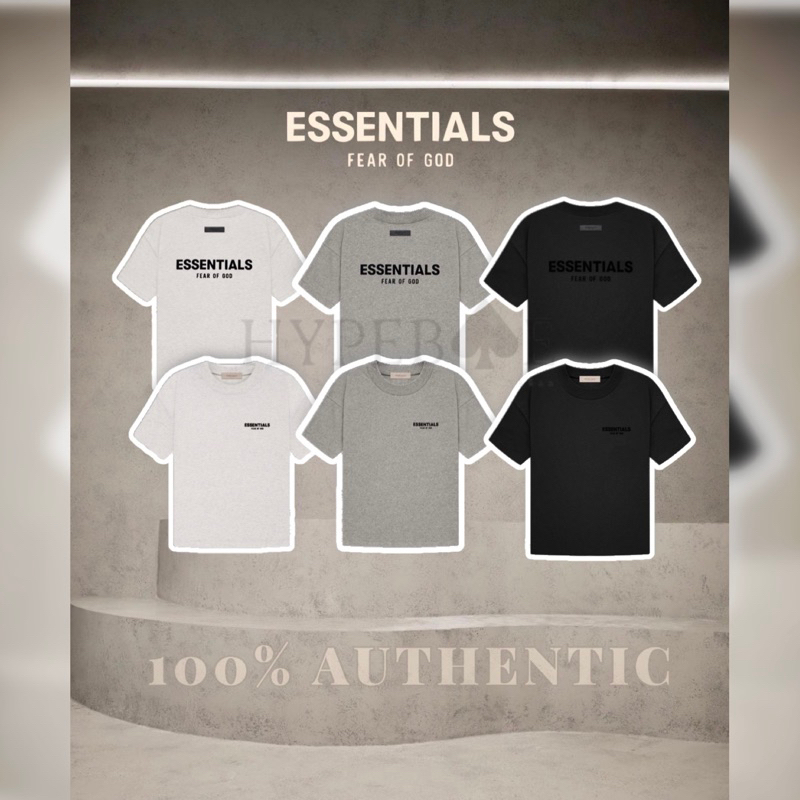 [100%-Authentic]-Fear-of-God-ESSENTIALS-SS22-Logo-Collection-Tee
