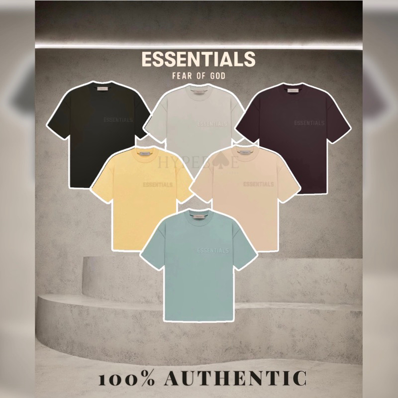 [100%-Authentic]-Fear-of-God-ESSENTIALS-SS23-Logo-Collection-Tee